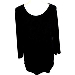 Chico's Travelers Women's Black Long Sleeve Stretch With Silver Stripes Shirt S.